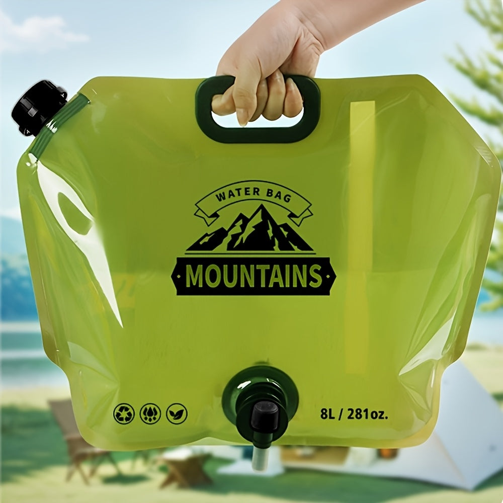 8L Portable Water Container with Faucet - Foldable, Lightweight & Durable PET Material, Ideal for Camping, Hiking, Travel & Outdoor Activities, Camping Water Jug