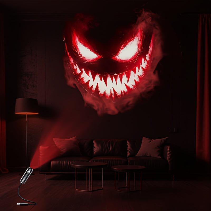 6 Patterns Lights Halloween LED Projection Light, Yard, Festival, Camping, Party USB Light, Ground Pattern Atmosphere Light, USB Powered Energy-Saving Portable with Multiple Patterns: Witch, Grim Reaper, Ghost, Skull, Horror