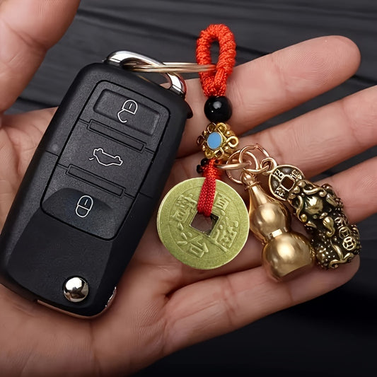 Good Luck Wealth Health Keychain Feng Shui Wealth Keychain - Car/ for Good Luck &, Chinese Auspicious Gift for Wealth Attraction (Pi Xiu Hulu Gourd Key)