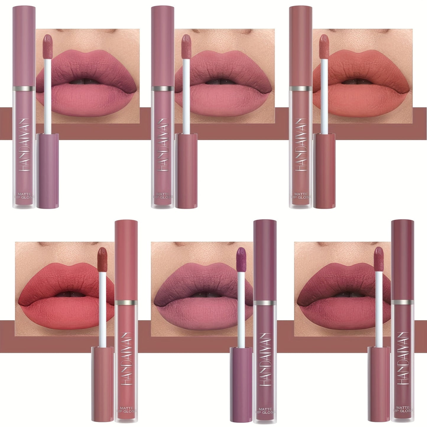 NEW 6 PCS Set Matte Liquid Lipstick - Waterproof Long-Lasting Full Coverage Lip Gloss, Non-Stick Formula with 6 Shades (, Nude, Burgundy, Deep, Plum,) - Lip Tint Kit for  Lips & All Light Types