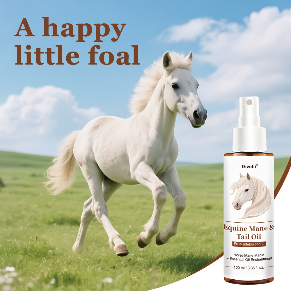 Equine Grooming 100ml Oil, Shiny Essential Oil for Horse Hair, Plant Ingredients, Cares for Hair, Makes Small Ponytail Shine While Running, Suitable for Different Horses, Easy to Carry on the Go, Fits All Sizes