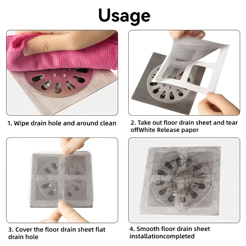 24 PCS Set Bathroom Hair Filter, Toilet Sewer Filter, Kitchen Anti-Clogging and Insect-Proof, Self-Adhesive Floor Drain Sticker