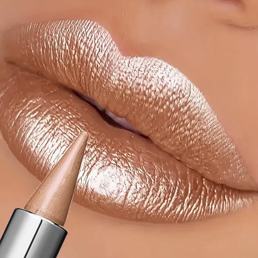 2 PCS /Set, Champagne Golden, Metallic Lipstick Set, Long-Lasting and Waterproof, Non-Stick Cup and Easy to Color, Stage Costume, Party Make-Up Accessories