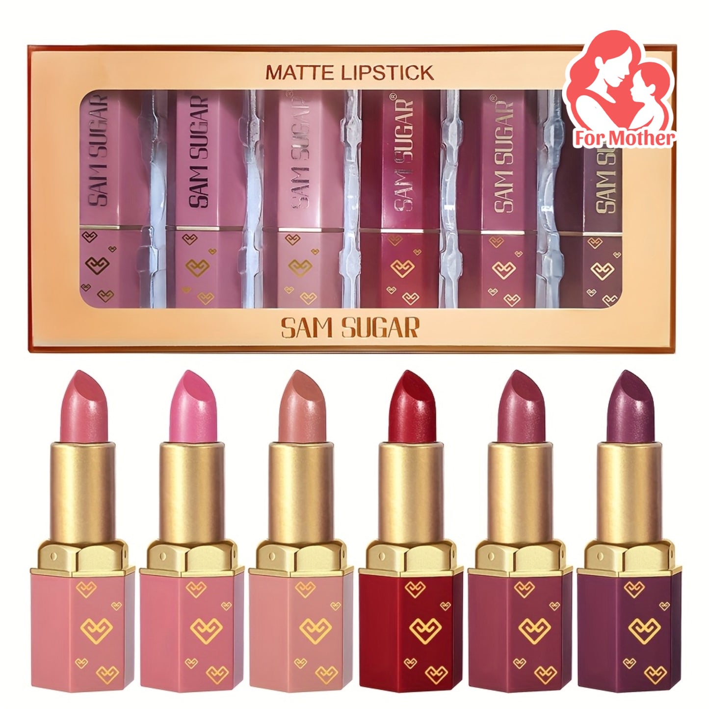 NEW 6Ps Mermaid Sparkle Velvet Lipstick - Shimmering Pearl Effect, Durable Shine & Glitter in Orange/Pink/Red - Ideal Gift Women Cosmetic Accessories