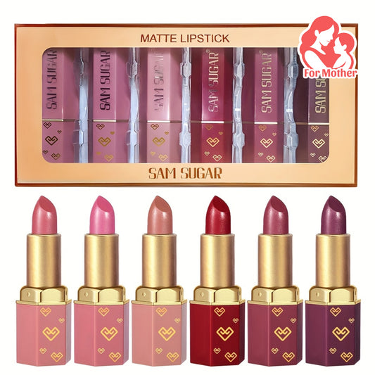 NEW 6Ps Mermaid Sparkle Velvet Lipstick - Shimmering Pearl Effect, Durable Shine & Glitter in Orange/Pink/Red - Ideal Gift Women Cosmetic Accessories