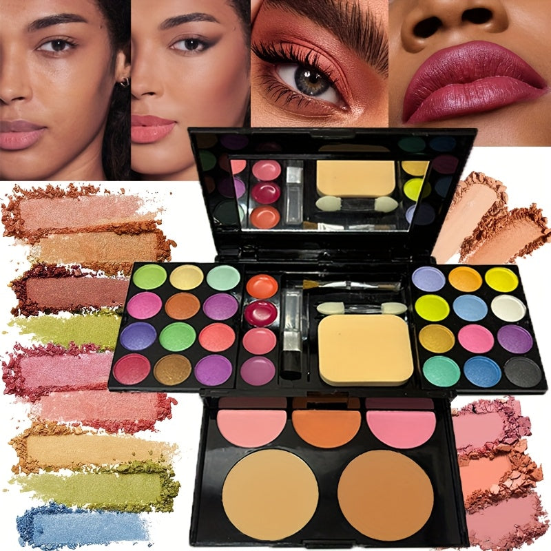 Multifunctional Makeup Palette - 24 Eyeshadows + 3 Blushes + 2 Contour Powders + 4 Lip Glosses + Brush | Compact And Portable Set | Waterproof And Natural End