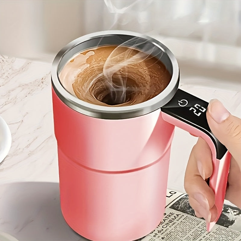 3 Colors Electric USB Charging Automatic Stirring Cup, a Self-Stirring Coffee Mug with Temperature Display Function, Travel Water Cup, Suitable for Mixing Milk, Chocolate, Mocha, Coffee, Milk, Chocolate And Mocha, Protein Pow