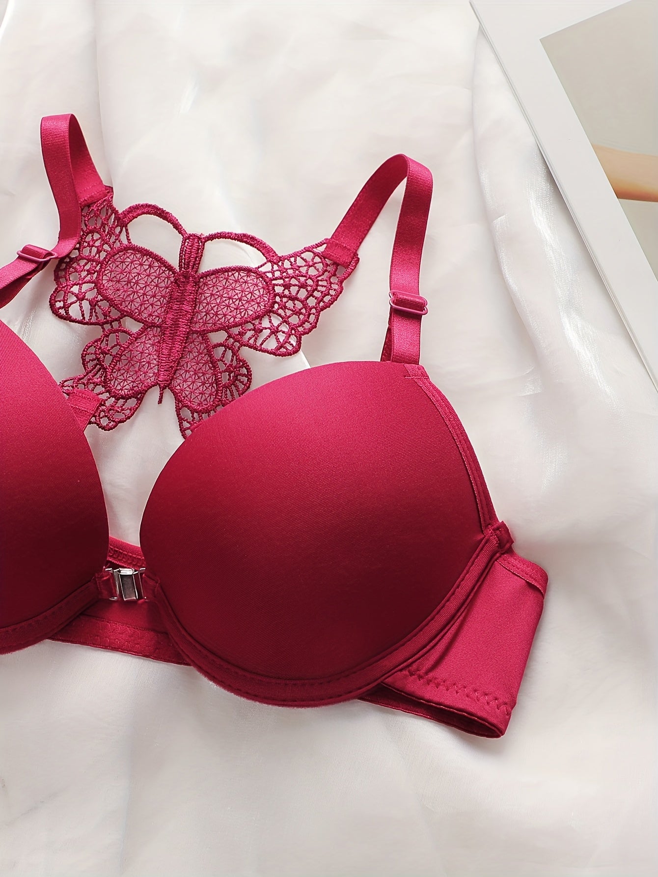 3 SET European and American Set Women's Lingerie Bra and Panties with Steel Rings, Micro-Stretch Front Closure Double Shoulder Straps, Adjustable Popular Hip-Hugging Triangle Comfort Underwear