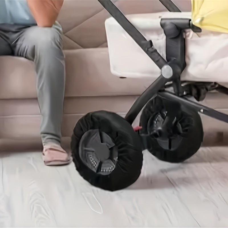 4pcs Stroller Wheel Covers - Heavy-Duty Dustproof & Easy-Clean Stroller Wheels with Non-Slip Grip, Compatible with All Strollers, Travel Strollers, Outdoor Toddlers, Durable Stroller Cover