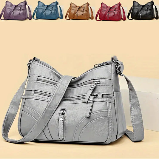 Women's Single Shoulder Bag - Multi-layered New Style Fashionable and Versatile Crossbody Bag for Both Men and Women, Suitable for Casual Use. [The Zipper Direction Is Random]