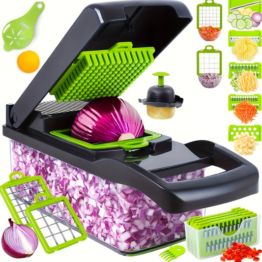 16in 1 Set Vegetable Chopper, Salad Chopper, Vegetable Slicer Multifunctional, Veg Chopper with 7 Chopping Vegetables, Mitten And Peeler, Vegetable Cutter for Vegetables And Fruit
