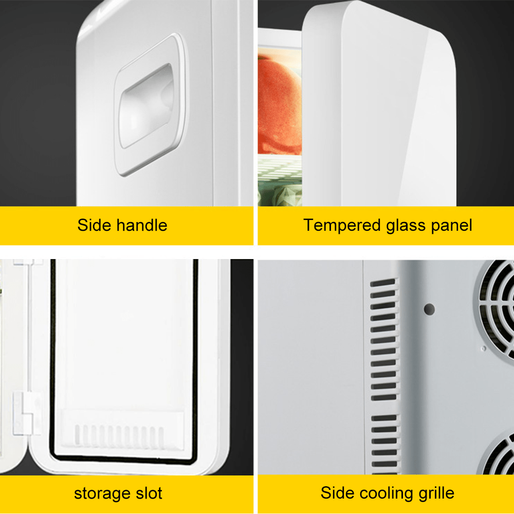 NEW Fridge With Dimmable LED Light Mirror, 8L Makeup Mini Fridge For Bedroom, Office & Dorm, Cooler & Warmer, Portable Small Refrigerator Food, White Travel Car Camping Refrigerator