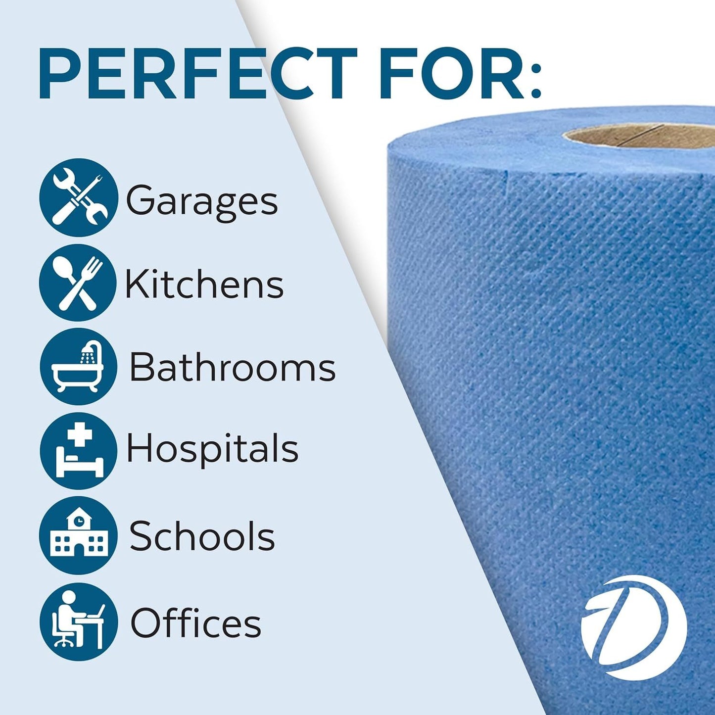 NEW Arrivals Extra Large 6 x Blue Paper Rolls 100m - 2 Ply Embossed Centre Feed - Hand Towel Tissue Rolls Bathroom Kitchen Furniture Home Office Cleaning Tools Sets