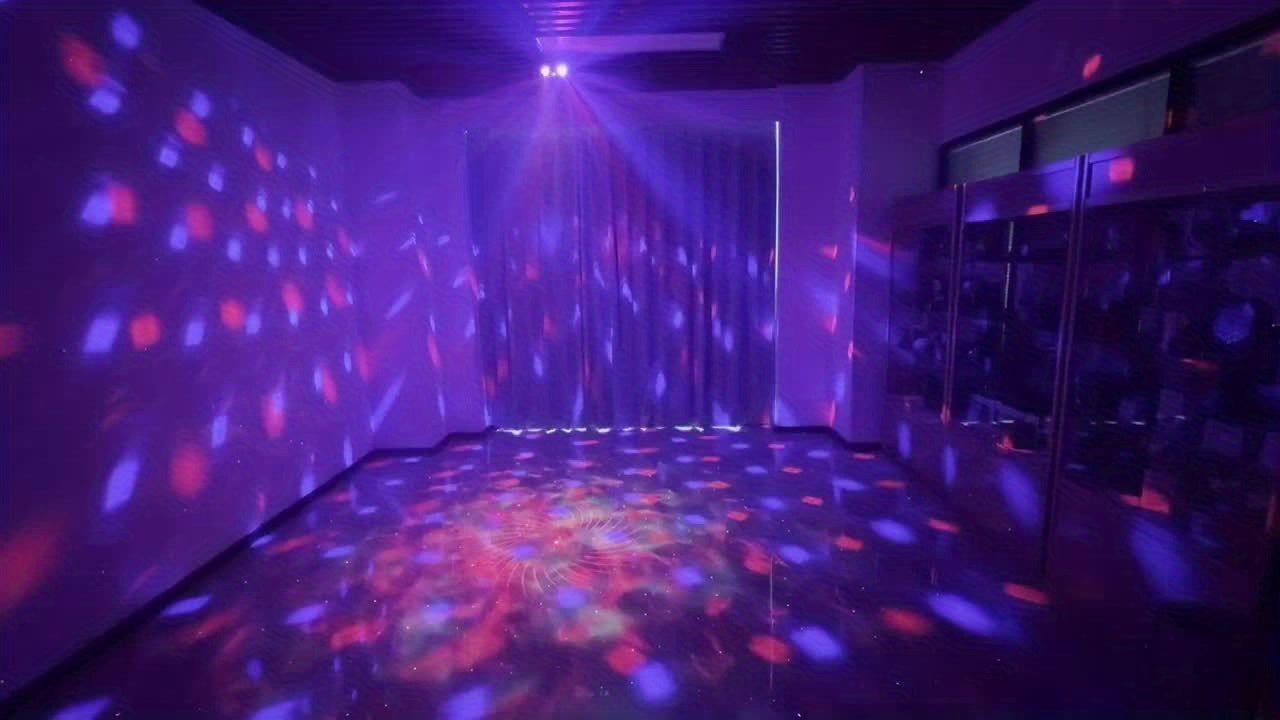 Double Magic Ball Laser stage light, LED + laser, flashing light effect, voice control with remote control, handle design, USB power supply, suitable for gatherings, parties, birthdays, festival essential atmosphere light, La