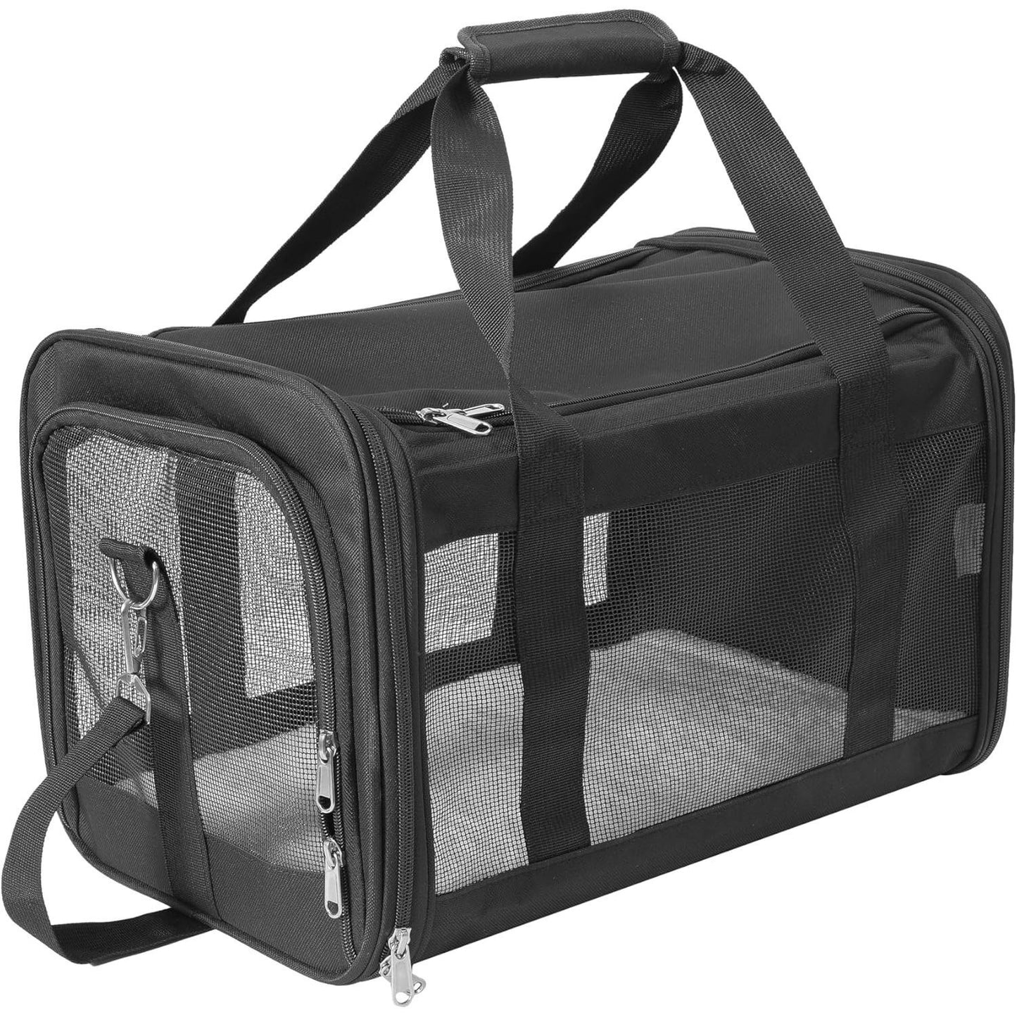 Foldable Pet Carrier Backpack with Adjustable Shoulder Strap, Dog Transport Box for Medium Small Dogs Cats, Load Capacity 3-6 kg, Travel Carrier, Black