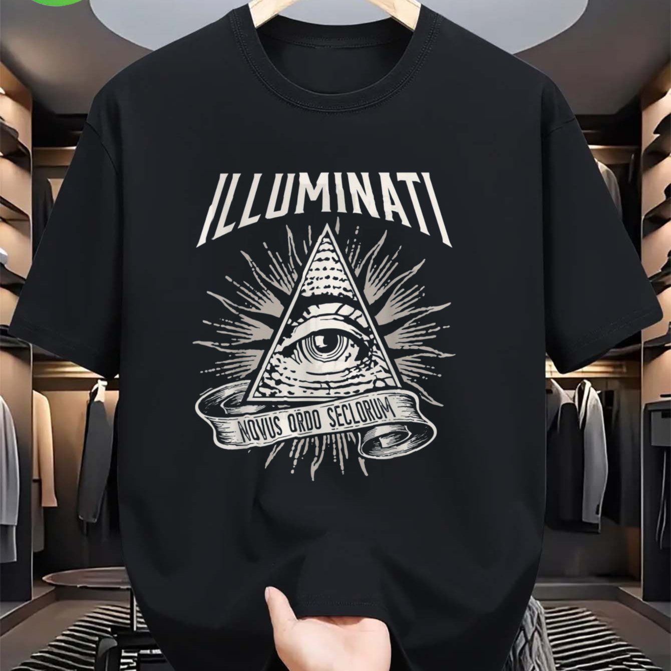 Secret Society Illuminati Dark Angel's Eye Men's UK 36-44 Size 180G T-Shirt Featuring The Illuminati New World Order Design with The Eye of Providence