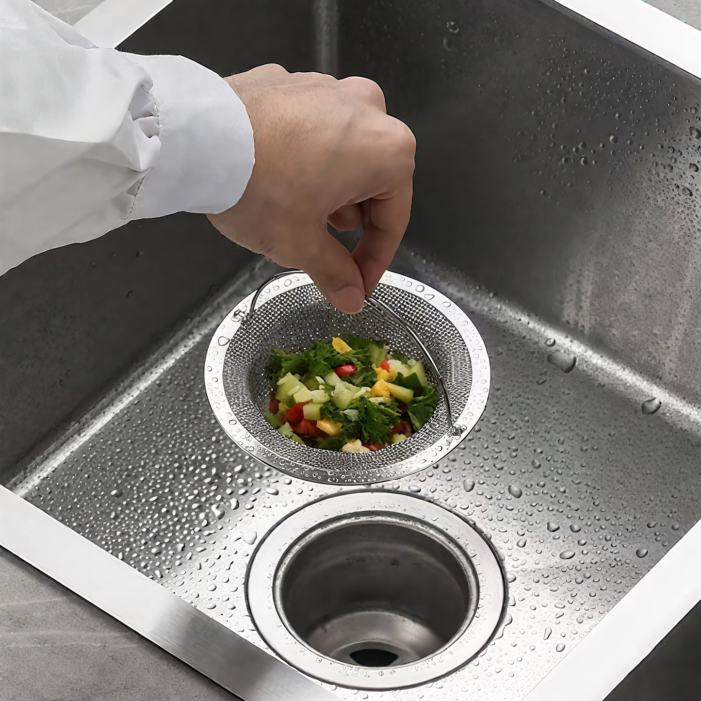 2 PCS Set Stainless Steel Sink Filters, Including Kitchen Drain Pipes And Mesh Filters, Floor Drains And Mesh Filters, Featuring Non-Slip Handles - High-Quality Kitchen And Bathroom Drain Filters - Hair Catchers, Food And Deb