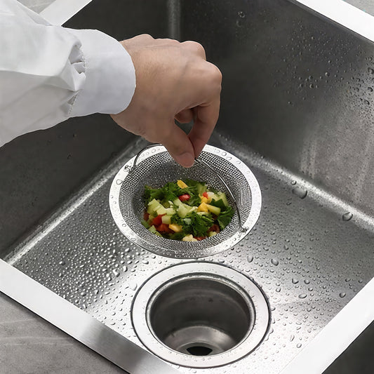 2 PCS Set Stainless Steel Sink Filters, Including Kitchen Drain Pipes And Mesh Filters, Floor Drains And Mesh Filters, Featuring Non-Slip Handles - High-Quality Kitchen And Bathroom Drain Filters - Hair Catchers, Food And Deb