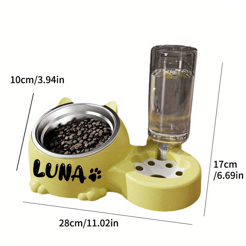 Automatic Smart Pet Feeder and Water Dispenser with Custom Name/Meal Times - Gravity-Fed System, Spill-Proof Design, Easy-Clean Durable Plastic Construction - for Cats, Small Dogs - Auto Food & Water Dispenser with Timer, Ide