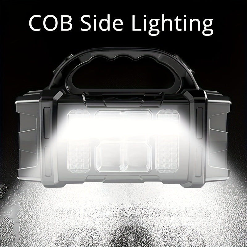 Multi-functional Solar Portable light, LED & COB Emergency light, USB charging, IP65, Front And Rear Dual Light illumination, Can Charge Your Cell phone, White Light & Yellow Light flashlight, Suitable for camping, hiking, ma