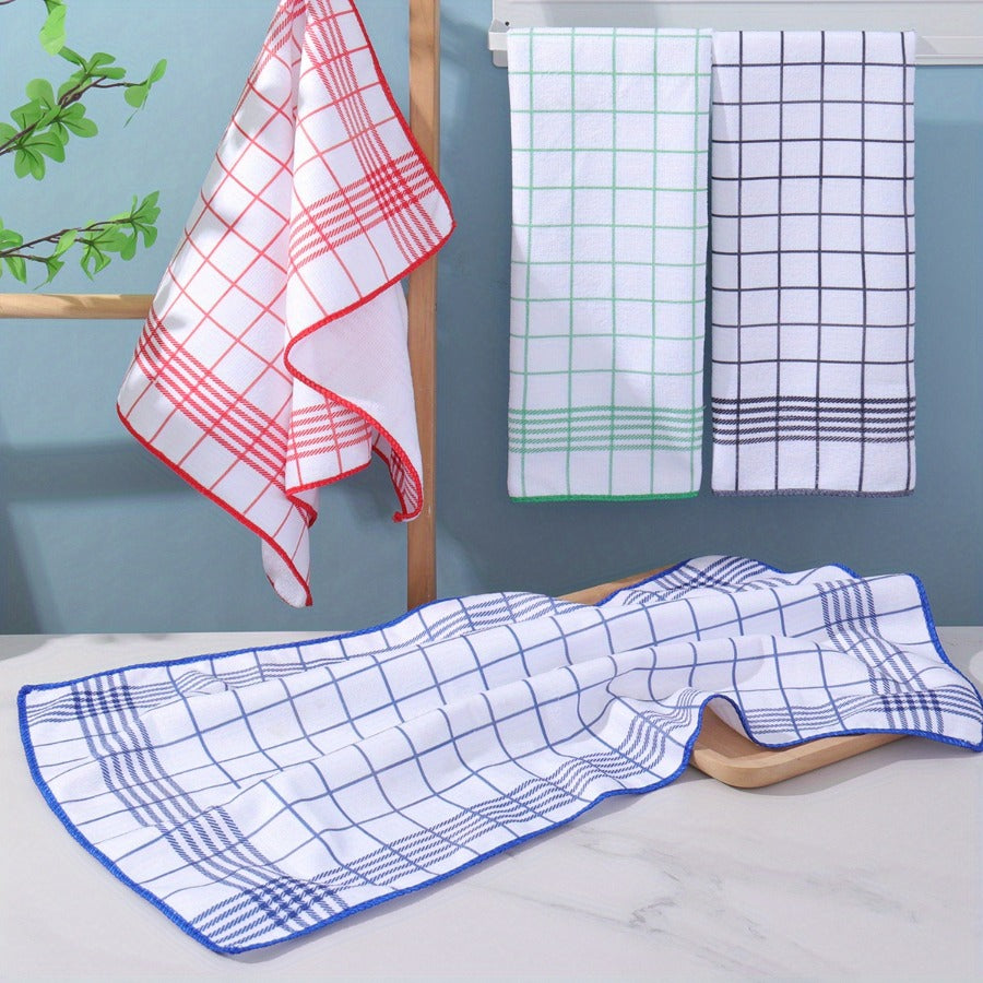 NEW 6pcs Large 40x60cm Absorbent & Fluff-Free Dish Cloths | Quick-Dry, Soft & Durable Kitchen Towels for Daily Cleaning, Coffee Machines, Bar Countertops - 4 Colors (Black, Blue, Green, Red, Mixed) - Ideal for Home & Restaura