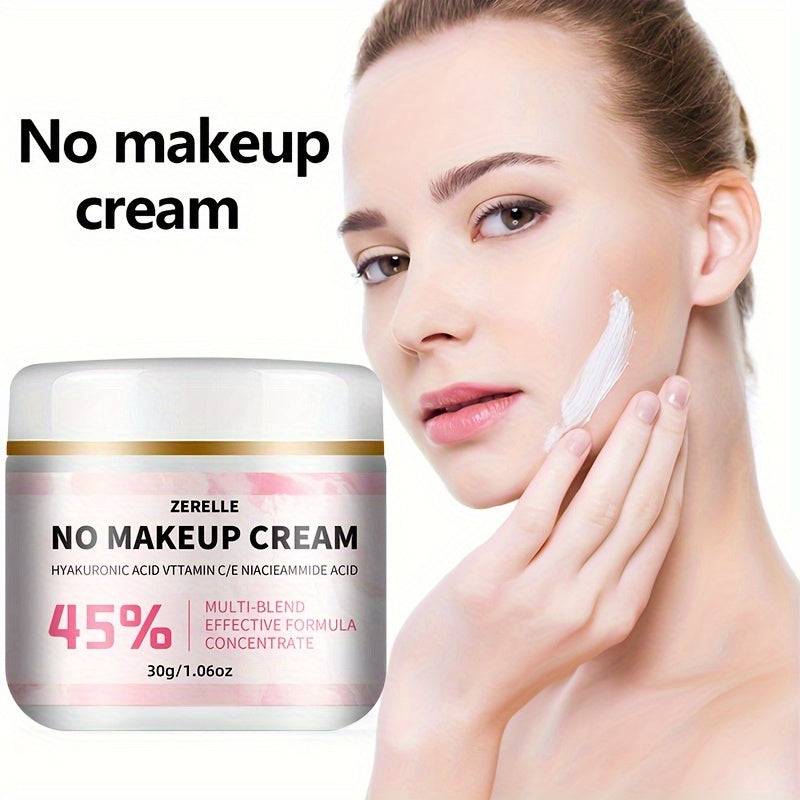 No Makeup Cream - 60gr Korean Hydrating Tinted Moisturizer with Avocado Oil, Glycerol & Vitamin E - Hypoallergenic, Natural Finish Cream for All Skin Types - Firming, Even Light Beige Bottle