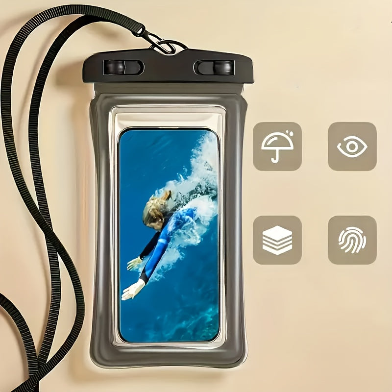 4 PCS Set "Tourism Season" New IP65 waterproof air cushion surrounded by floating thick waterproof bag, can protect up to 17.78 cm of mobile phone, suitable for swimming, surfing, rainy day travel, beach, cruise, skiing and o