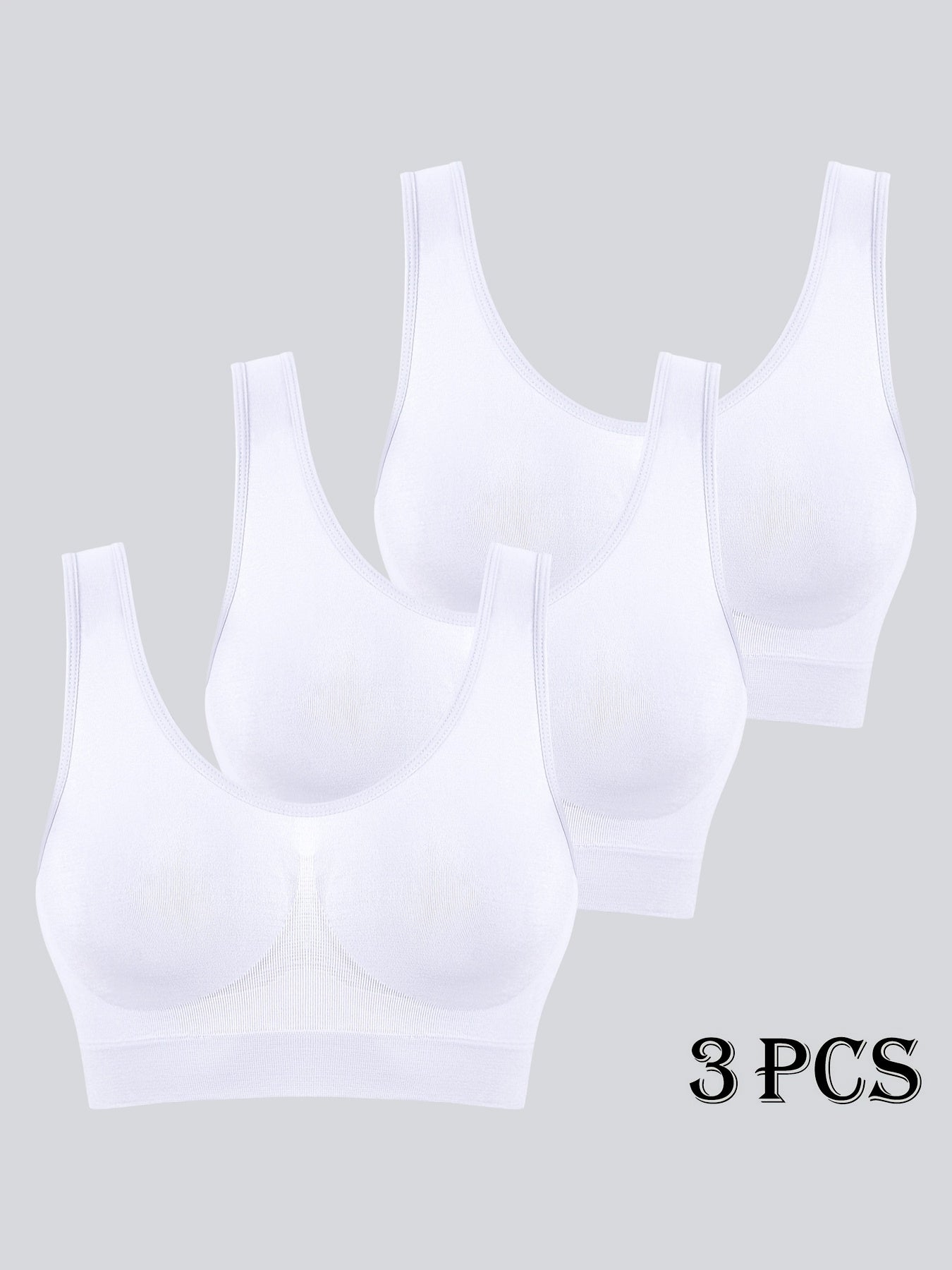 3 PCS Set M-2XL Plus Size Seamless Sports Bras for Women, Comfortable for Running, Thin Single-Layer Sports Underwear Outdoor Gym Yoga Cycling Bras