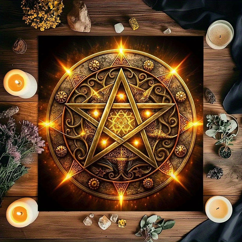 120 x 120cm Adults Mystic Five-Pointed Tarot Tablecloth/Altar Cloth Suitable for Divination, Tarot Readings, Magic & Party Decor - Occult Decorative Covering with Pattern, Fabric for Tarot Games & Events