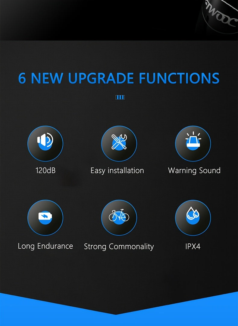 Electric Bike Horn, 120 DB Sounds Alarm Bell, Safety Electric Bicycle Horn