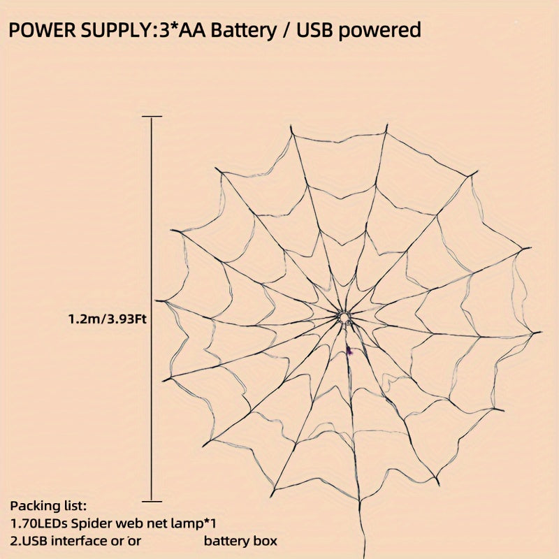 1pc,Halloween Spider Web Lights, 70 LED Purple,Orange, Halloween Light String 8 Modes, Net Lights for Party, Bedroom, Bar, Haunted House, Halloween Decoration(Purple,Orange)