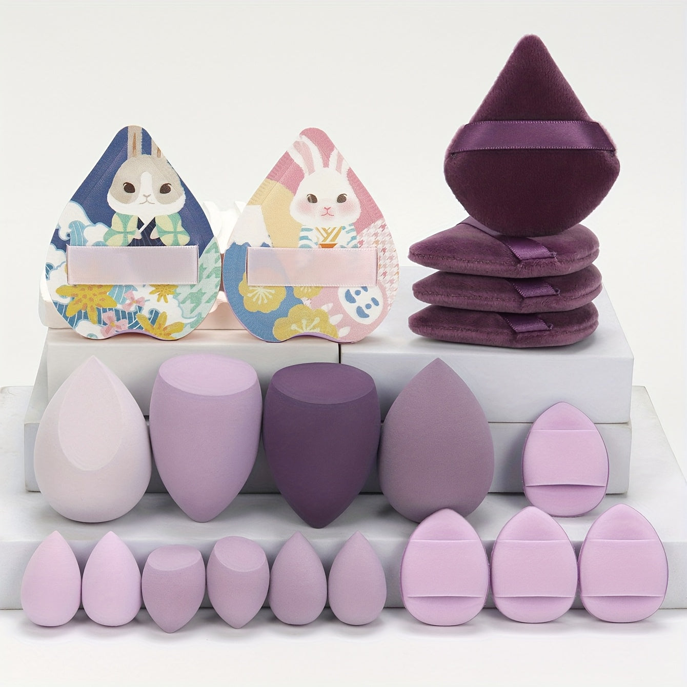 20 PCS Set Marshmallow Set, 2 Cushion Puffs & 4 Loose Powder Puffs & 4 Makeup Sponges & 6 Makeup Sponges & 4 Cushion Puffs, Beauty Makeup Sponge Mixed with Bb Cream, Foundation, Concealer, Especially Suitable for Covering Loc