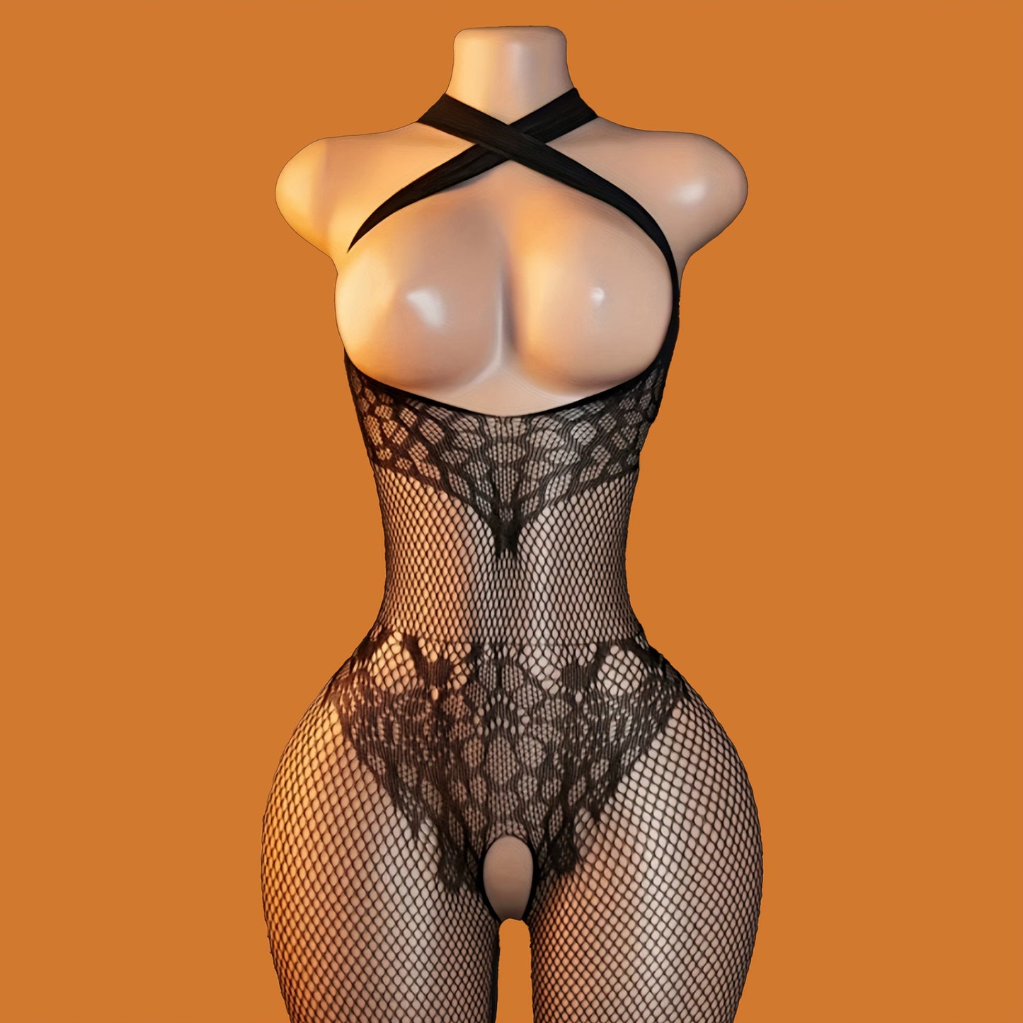 5pcs Women's Full Set Mesh Lingerie & Legwear - Sexy Sheer Bodysuit with Garter Belt, High-Waisted Thong Panties, Long Sleeve Top & Fishnet Stockings - Heavy-Duty 72.57KG Weight Capacity, Hand Washable, Elegant & Sexy Adult C