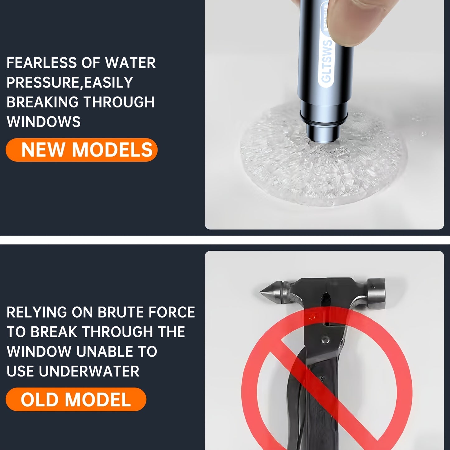 Emergency Safety Hammer - Car Window Breaker with Seatbelt Cutter, Portable Escape Tool for Vehicle & Home Use