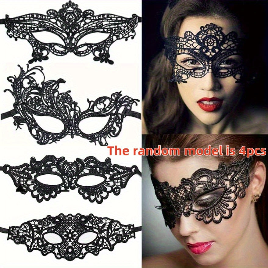 4 PCS Set Random Style Lace Women's Eye Masks, Role Play Accessories, Sexy Decorative Eyepieces, Suitable for Costume Balls, Halloween, Christmas Party Decoration