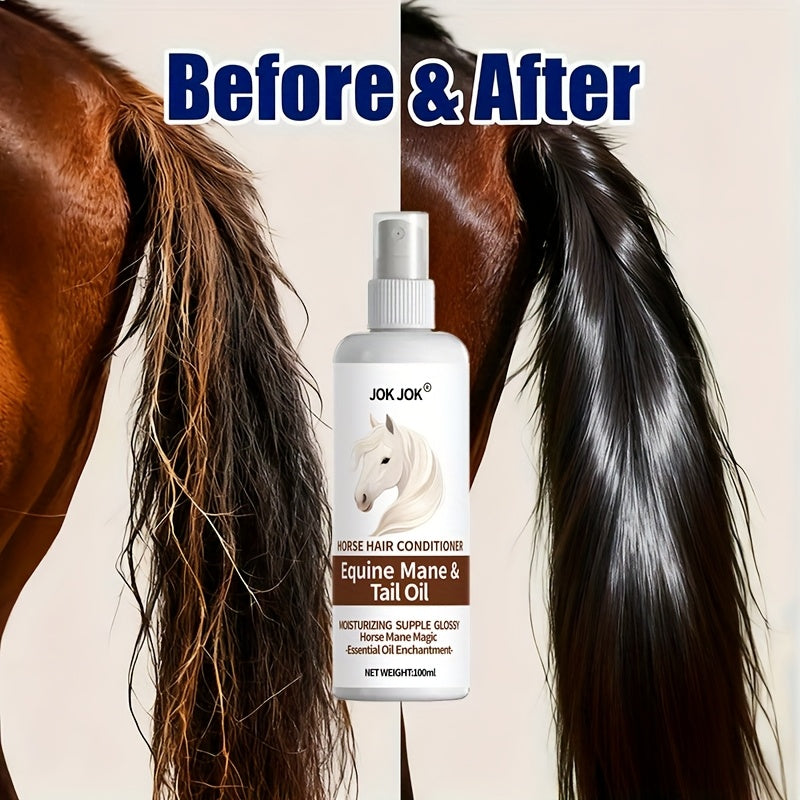 Equine Grooming Oil - Instant Knot Release & -Smooth Mane Conditioner, Plant-Based Horse Hair Oil for All Breeds & Foals, Shine & Detangling Spray for Braids, Buns, Show & Everyday Care