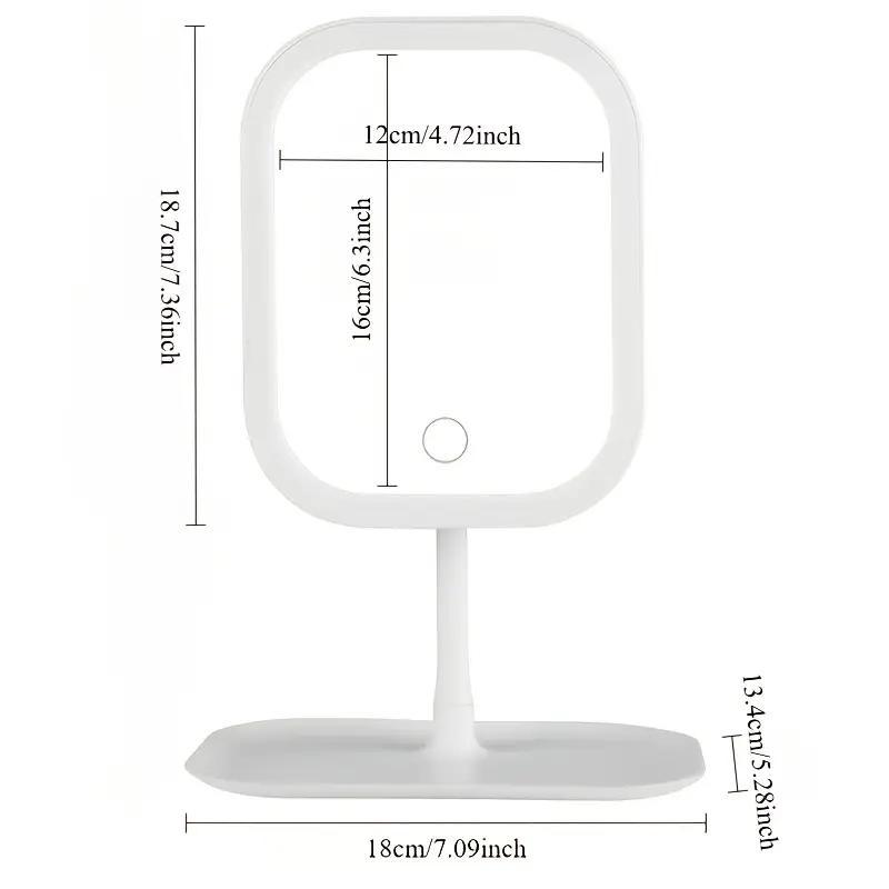 LED Makeup Mirror with Lights, Dressing Table Lighting, Portable Foldable Touch Control, 3 Lighting Modes for Makeup - Rechargeable Battery, Polished Glass Surface, Perfect for Students and Dorm Rooms. A Stylish Accessory for