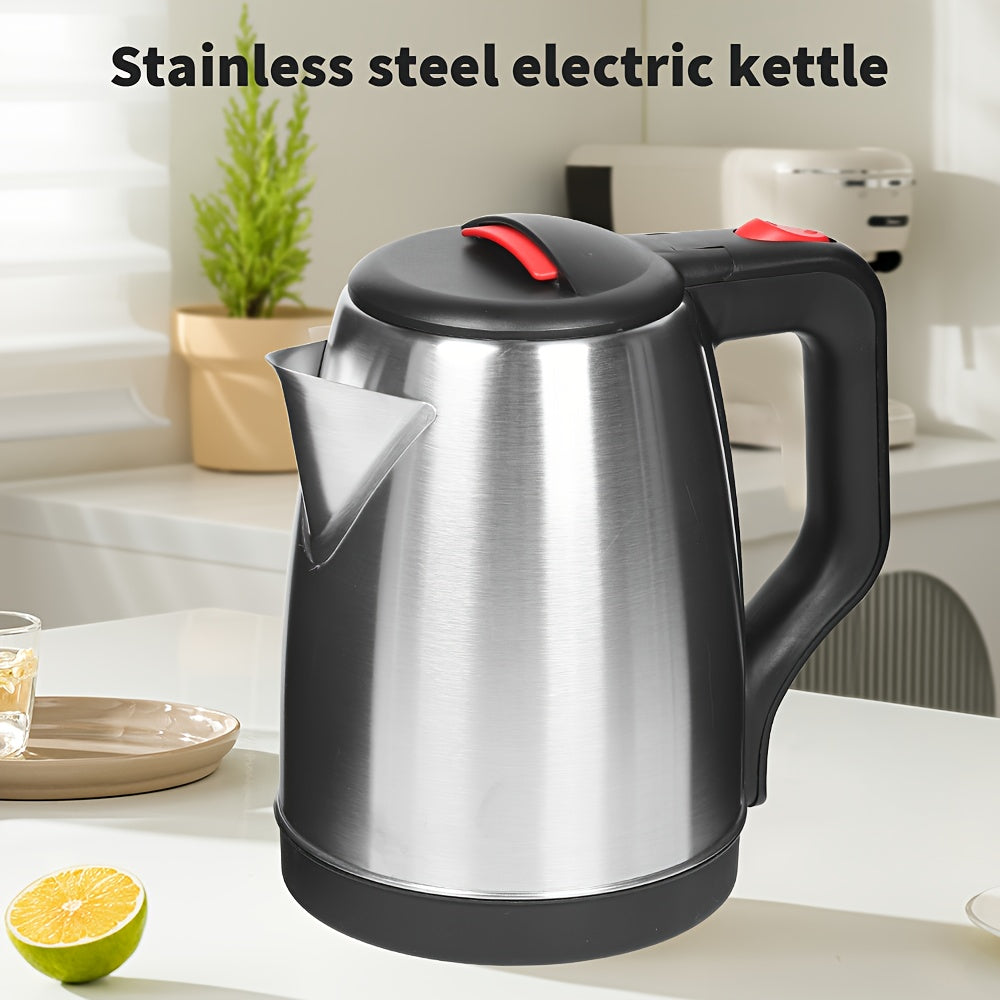 2L 1800W Stainless Steel Electric Kettle with Fast Boiling, Anti-Scald Protection & Ergonomic Handle - Portable Design for Home, Office, Camping, or Travel