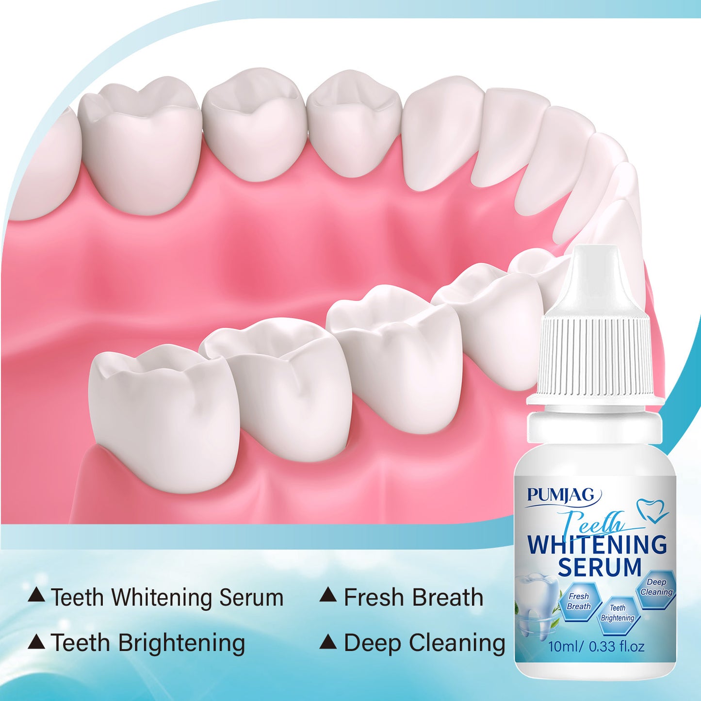 Teeth Whitening Serum, Mint Flavor, Fast Acting Teeth Whitening Serum, Prevents Plaque By Brushing, Deep Cleaning Formula Teeth Whitening Gel, Confidence To Reveal Snowy Teeth, Suitable for Men and Women, 10ml