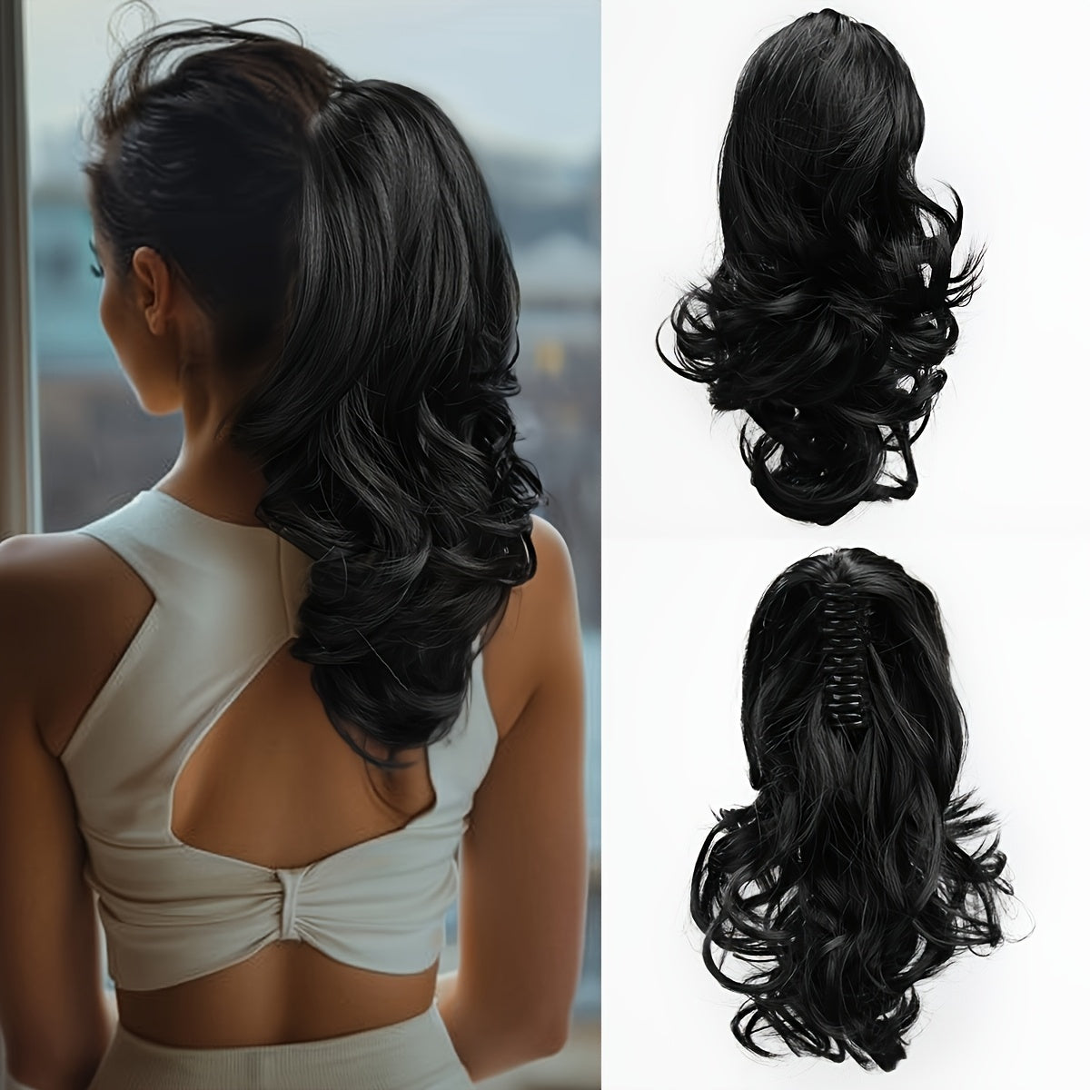 30.45 Cm Short Claw Clip Ponytail Wig - a Synthetic Deep Wave Wig with Secure Claw Clips, Offering a Look, Suitable for Both Men And Women, in Brown, Perfect for Everyday Fluffy Ponytails, Special Occasions, And Versatile Wig