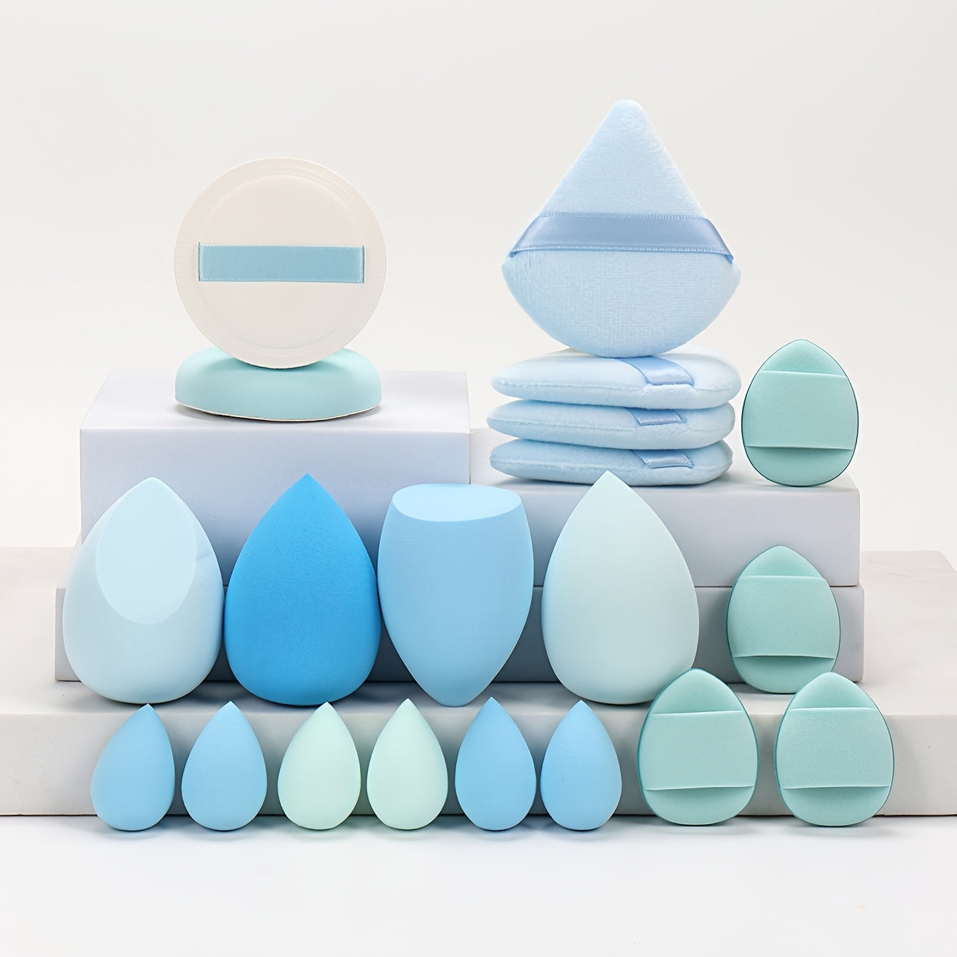20 PCS Set Marshmallow Set, 2 Cushion Puffs & 4 Loose Powder Puffs & 4 Makeup Sponges & 6 Makeup Sponges & 4 Cushion Puffs, Beauty Makeup Sponge Mixed with Bb Cream, Foundation, Concealer, Especially Suitable for Covering Loc