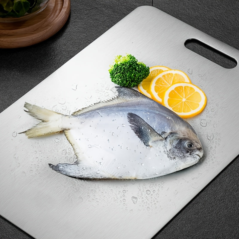 3 PCS Set High-Quality Stainless Steel Cutting Board | Double-Sided, Food-Safe, Stylish Trim, Perfect for Home Kitchen & Commercial Catering, Polished Surface End