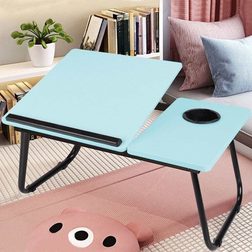 Laptop Desk Laptop Bed Table with Foldable Legs and Cup Slot, Reading Holder Notebook Stand with Adjustable Height Angle, Laptop Bed Tray for Bed Sofa Breakfast Work Study Reading