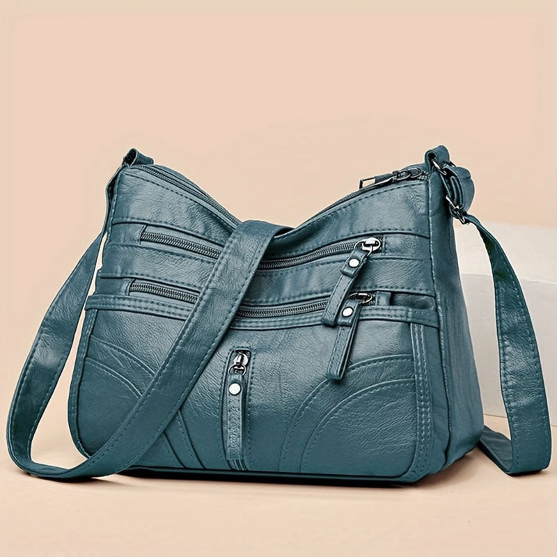 Women's Single Shoulder Bag - Multi-layered New Style Fashionable and Versatile Crossbody Bag for Both Men and Women, Suitable for Casual Use. [The Zipper Direction Is Random]
