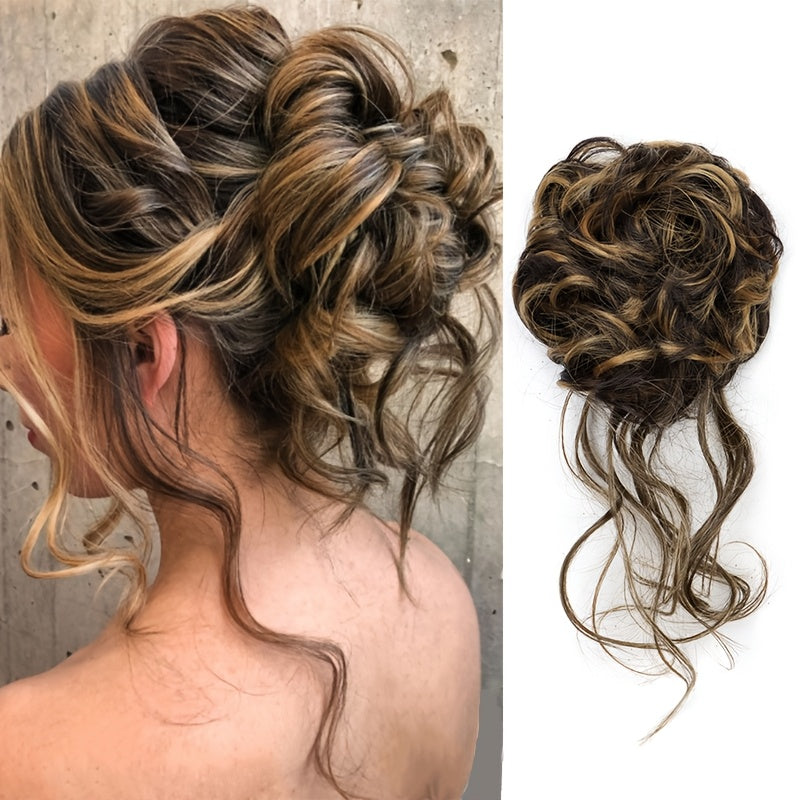 Elegant Women's Synthetic Curly Donut Hair Extension - Easy-to-Style for Daily Wear & Christmas Parties Hair Care Accessories