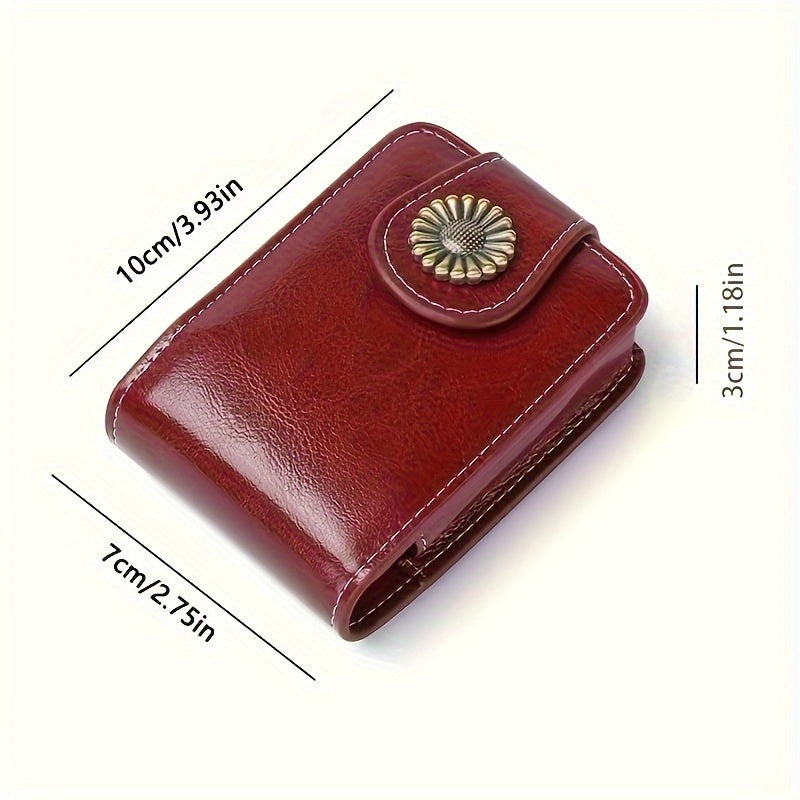 A Stylish And Elegant Mini Makeup Case PU Leather, Featuring a Mirror And a Snap Closure, Perfect for Daily Use And Travel. This Portable Beauty Storage Bag Comes in Red And Brown, with Fashionable Snap Closure And Metal Rive
