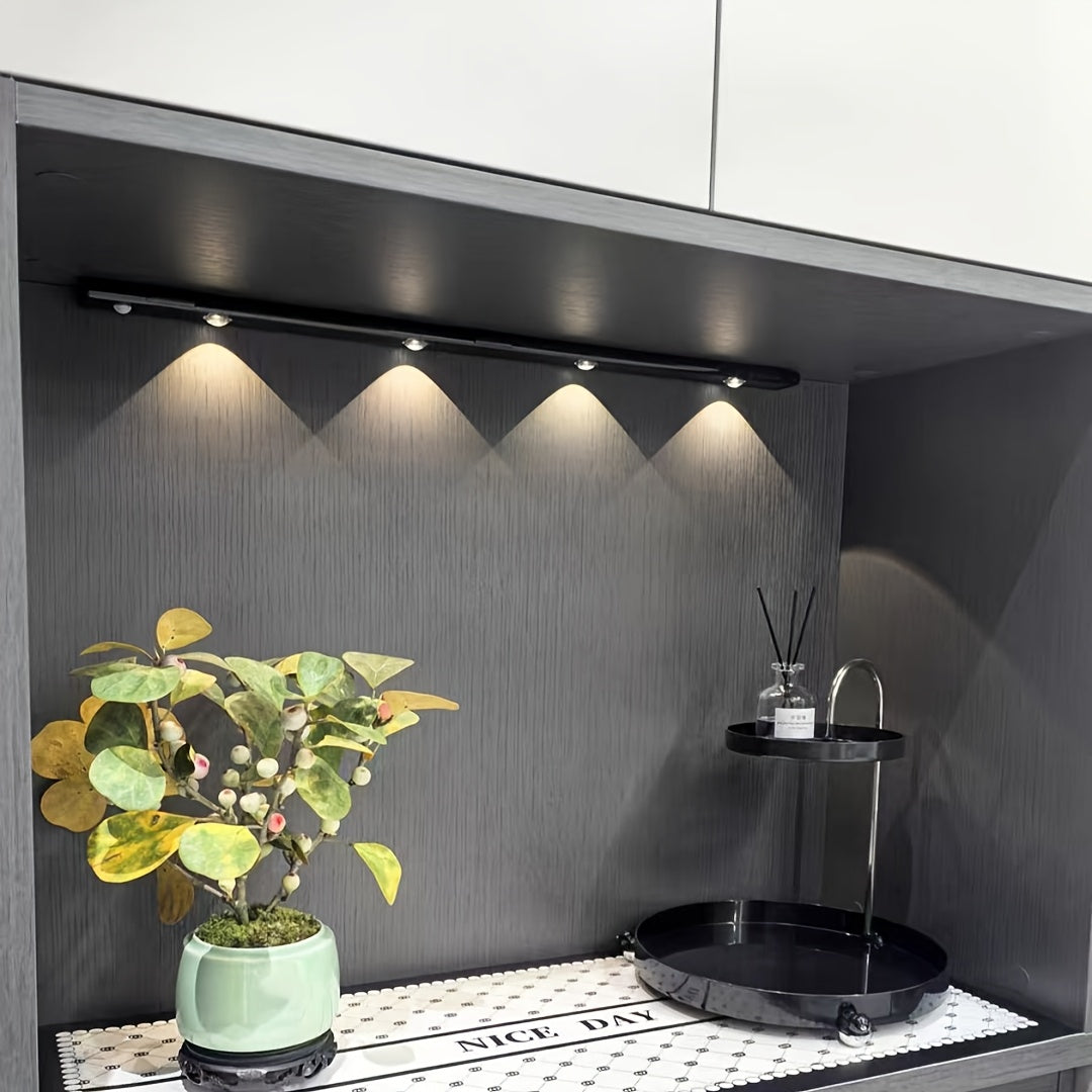 NEW Modern LED Motion Sensor Cabinet Light with Magnetic USB Charging, Wireless Motion Detection, Ultra-Thin Slim Profile, 3-Color Adjustable LED, Magnetic Ceiling/Wall/Bedside Lighting for Kitchen, Wardrobe, Bathroom, Displa