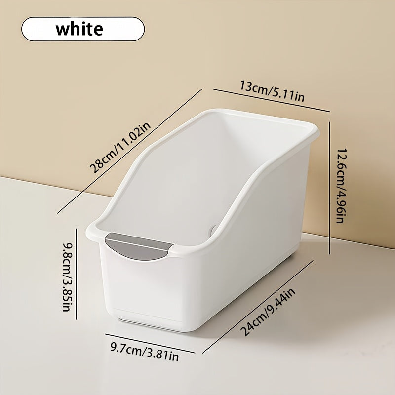 2 PCS Set Curved Design Storage Boxes - Heavy-Duty Plastic Organizer, White Space-Saving Container for Under Sink, Pantry & Cabinet Organization - Suitable for Cleaning Supplies, Household Essentials & Kitchen/Bathroom Storag