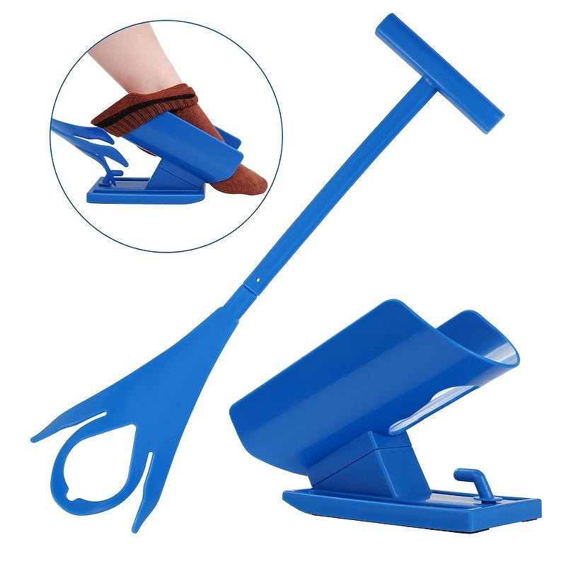 Easy-grip Blue Plastic Sock Aid with Support Base - Ideal for Seniors, Pregnant Women, and Individuals with Disabilities - The Perfect Gift Health Care Accessories