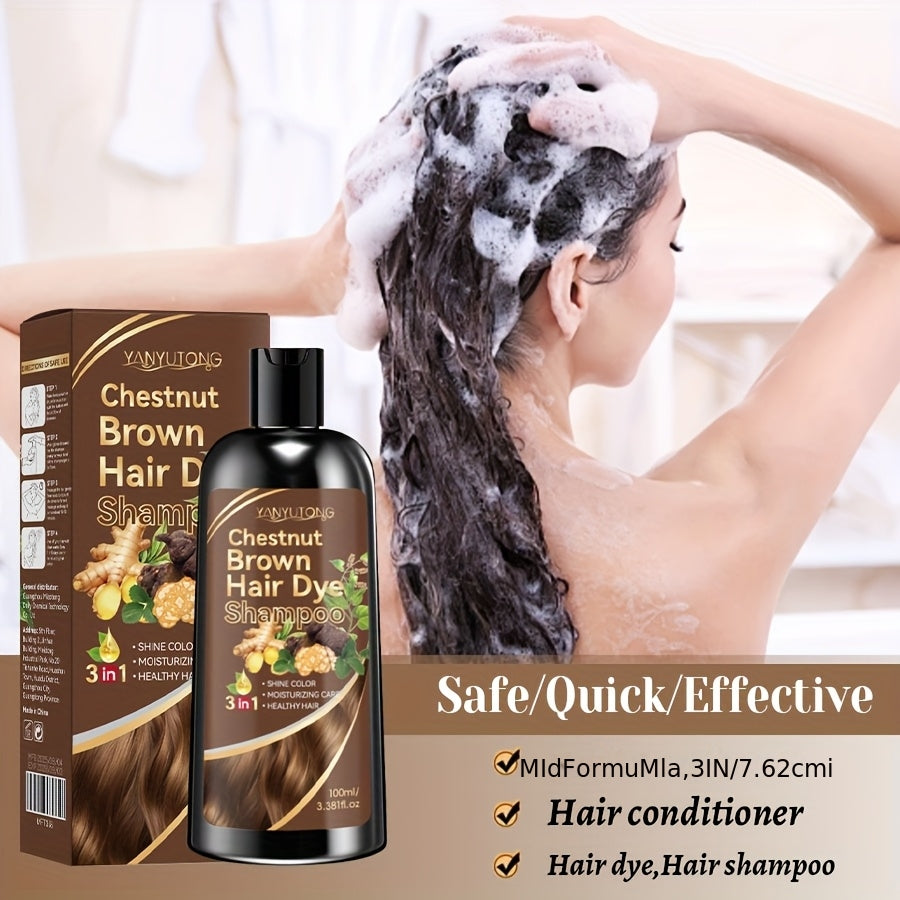 100Ml of 3-In-1 Shampoo And Hair Dye, Cleanses And Colors, Instantly Adds Color, Creates Shiny, Voluminous, And Smooth Hair in Just a Few Minutes, Gentle And Non-Damaging, Moisturizing, Frizz Control